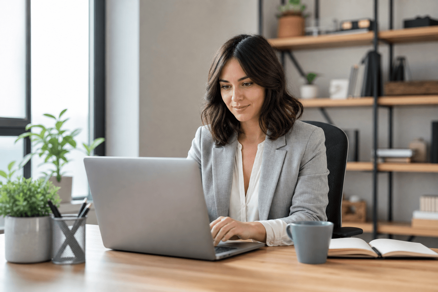 A business owner using practical AI tools at work